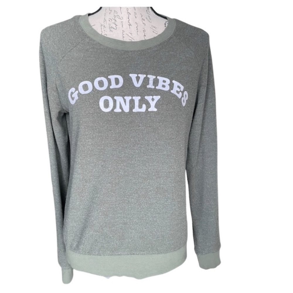 Grayson Threads Graphic Scoopneck Sweatershirt Top Good Vibes Only Womens Size S